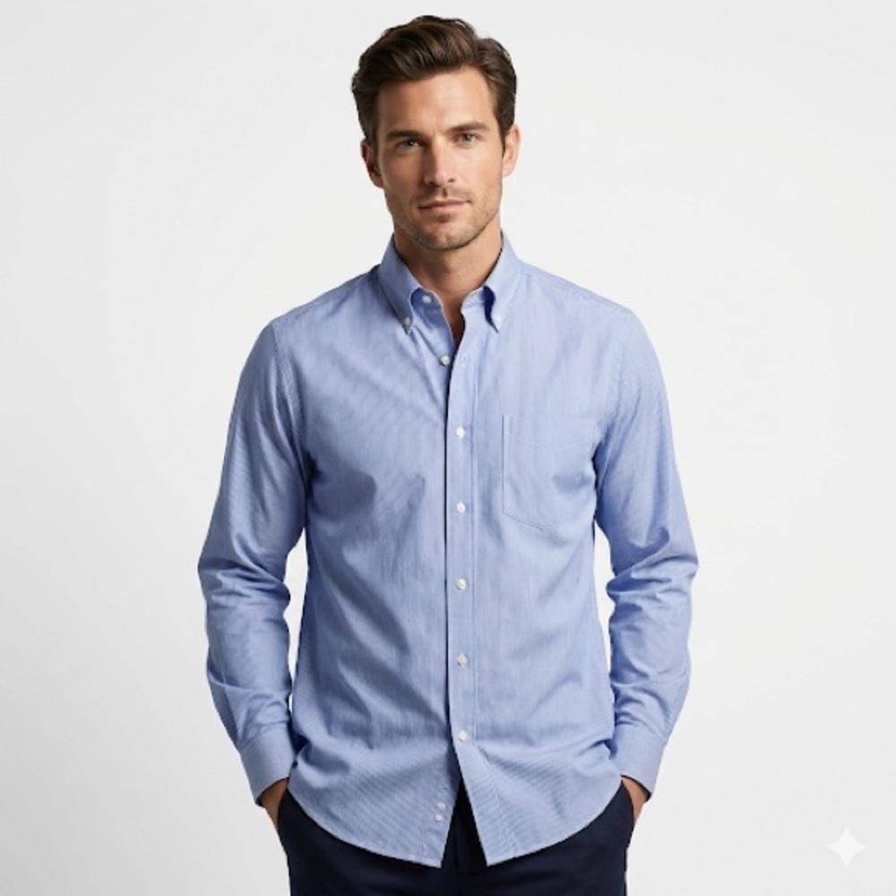 Lauren Ralph Lauren non iron dress shirt blue stripe 15.5